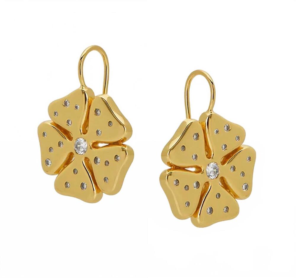 NEW GOLDBUG COLLECTION women's flower drops earrings in gold